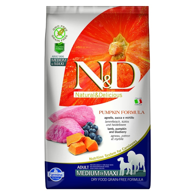 Farmina N&D Pumpkin Lamb & Blueberry Adult Medium & Maxi Dry Dog Food 5.5lb