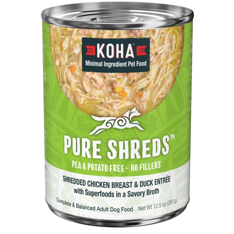 Koha Pure Shreds Chicken Breast & Duck Entree for Dogs 12.5oz