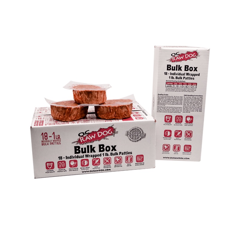 OC Raw Frozen Beef & Produce Patties for Dogs 18lb