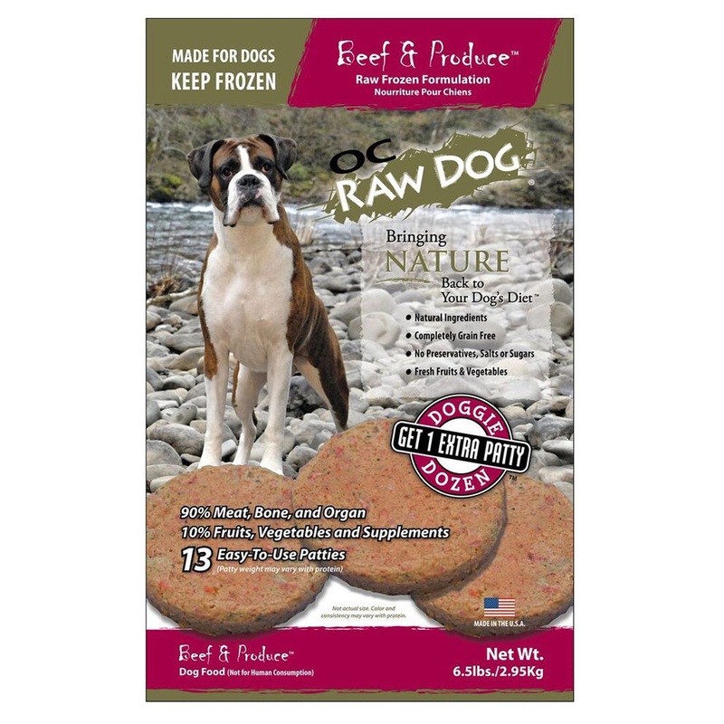 OC Raw Frozen Beef & Produce Patties for Dogs 6lb