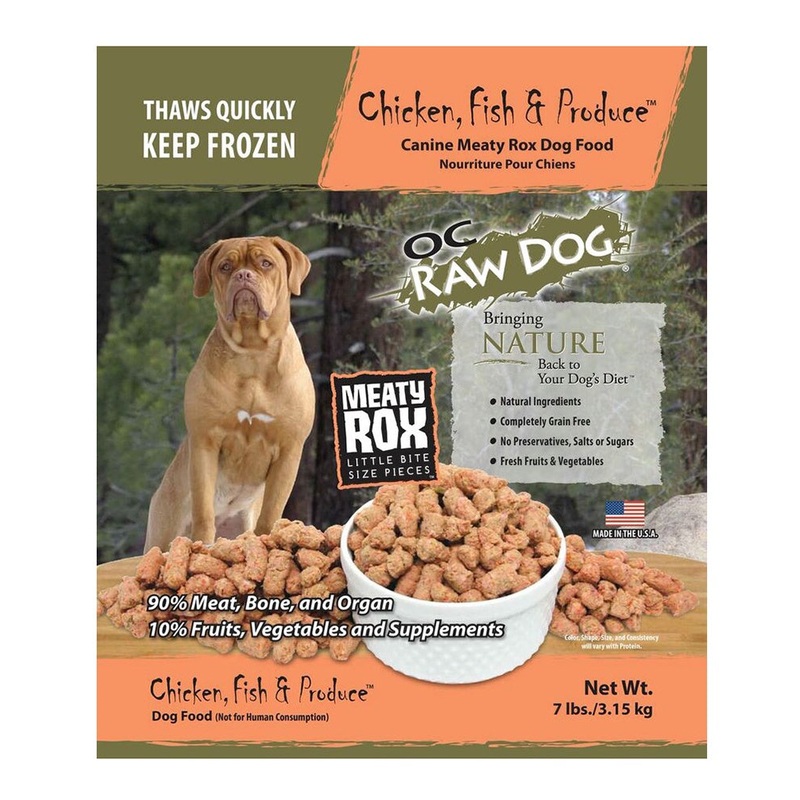 OC Raw Frozen Chicken, Fish & Produce Meaty Rox for Dogs 7lb