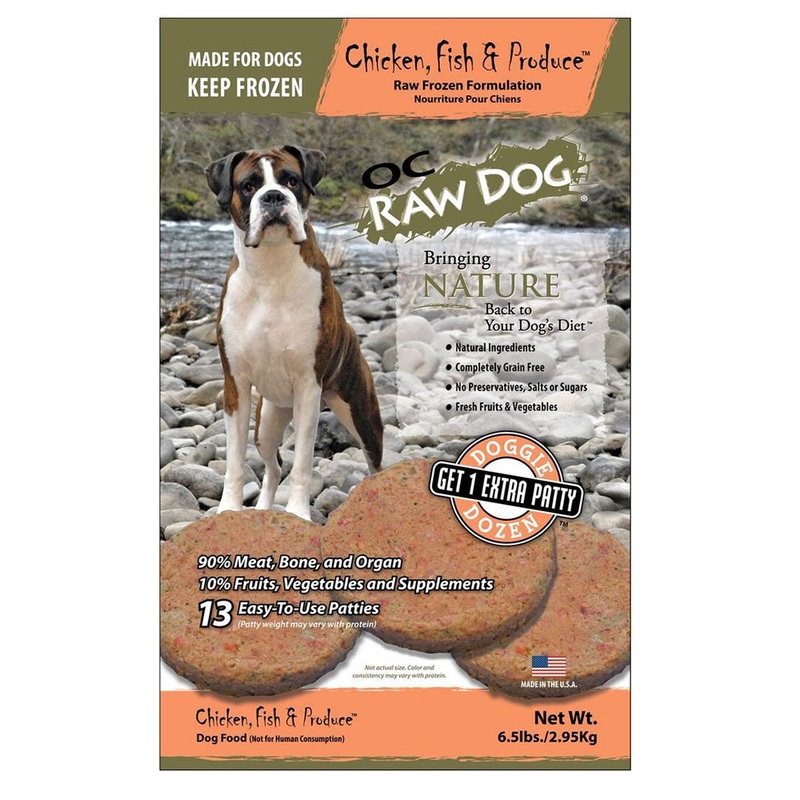 OC Raw Frozen Chicken, Fish & Produce Patties for Dogs 6lb