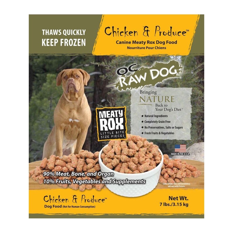 OC Raw Frozen Chicken & Produce Meaty Rox for Dogs 7lb