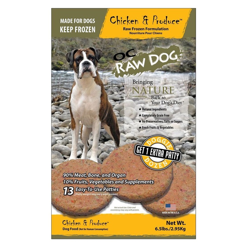 OC Raw Frozen Chicken & Produce Patties for Dogs 6lb