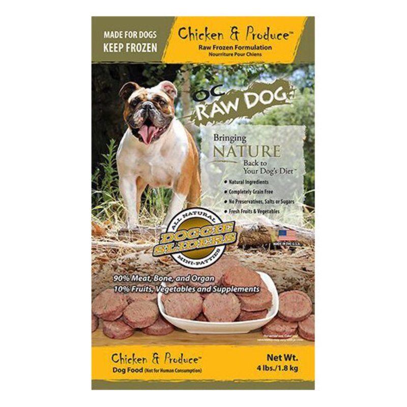 OC Raw Frozen Chicken & Produce Sliders for Dogs 4lb