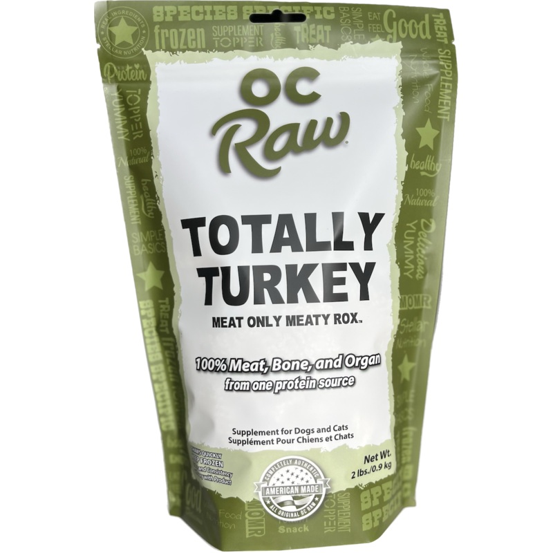 OC Raw Frozen Totally Turkey Meaty Rox for Dogs & Cats 2lb