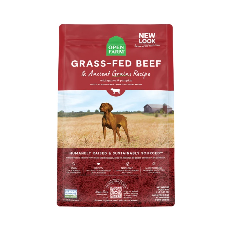 Open Farm Grass-Fed Beef & Ancient Grains Dry Dog Food 22lb