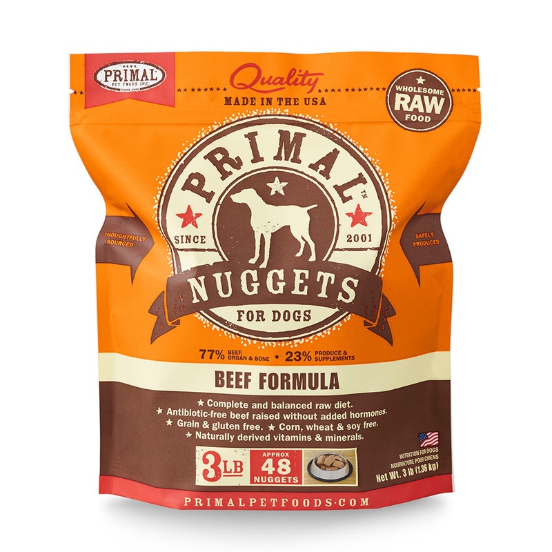 Primal Raw/Frozen Beef Nuggets Canine Formula 3lb