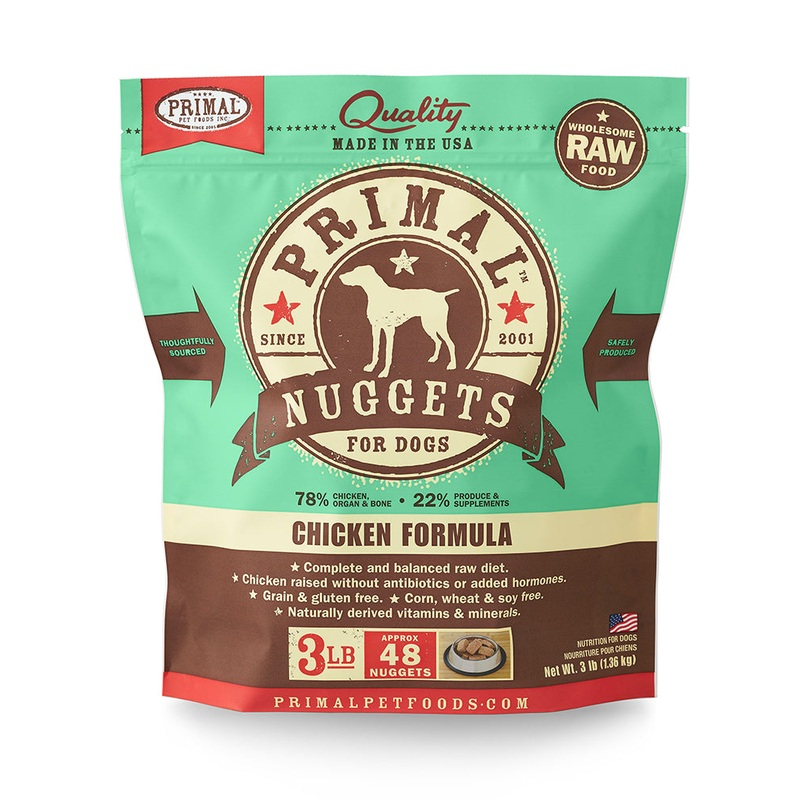 Primal Raw/Frozen Chicken Nuggets Canine Formula 3lb