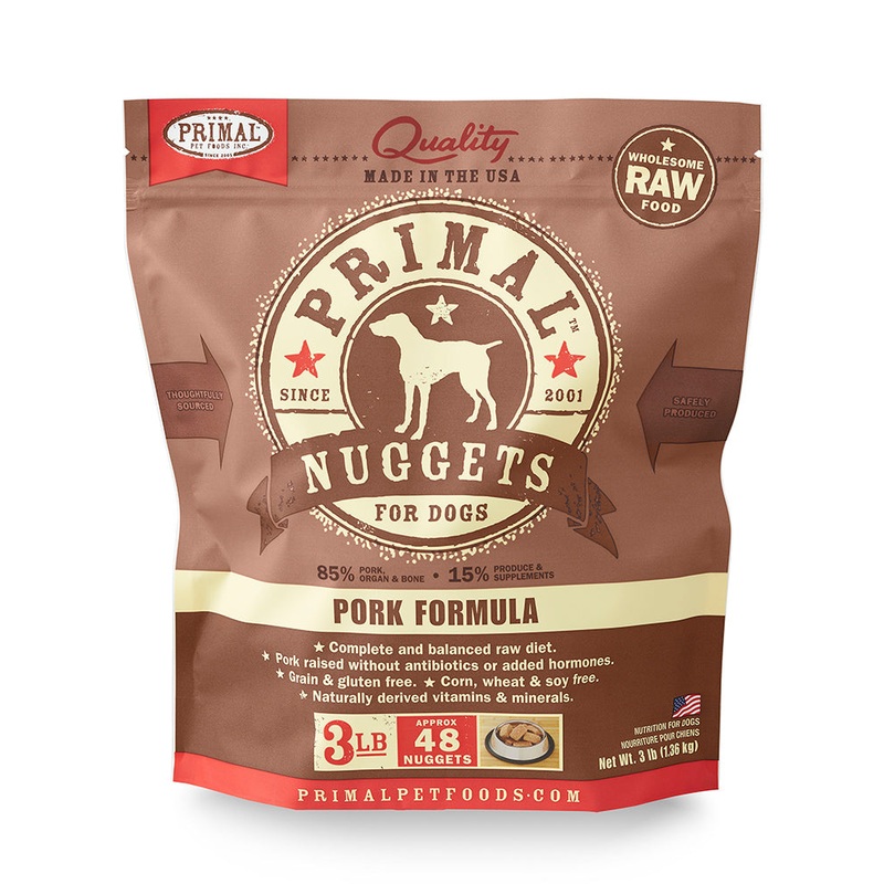Primal Raw/Frozen Pork Nuggets Canine Formula 3lb