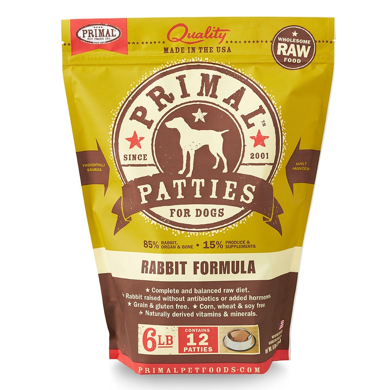 Primal Raw/Frozen Rabbit Patties Canine Formula 6lb