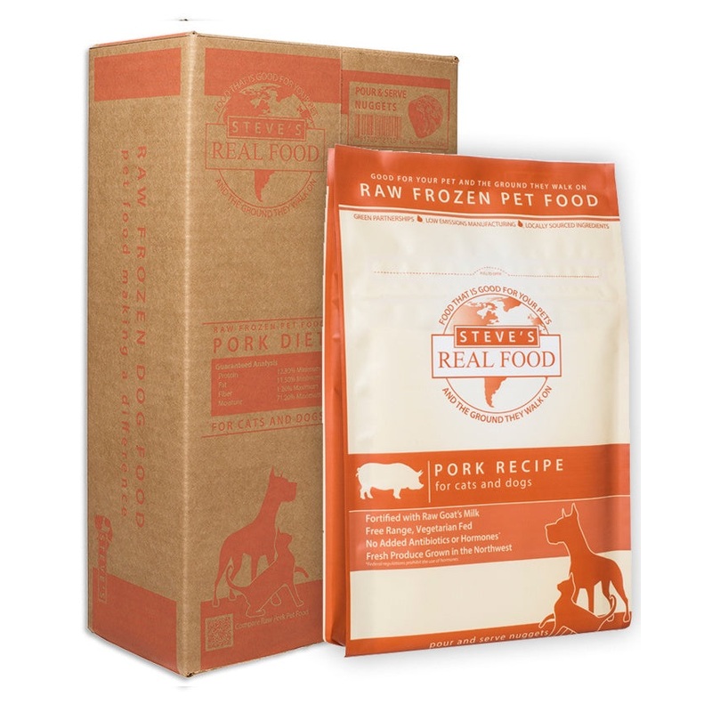 Steve's Real Food Frozen Pork Nuggets Dog & Cat Food 9.75lb