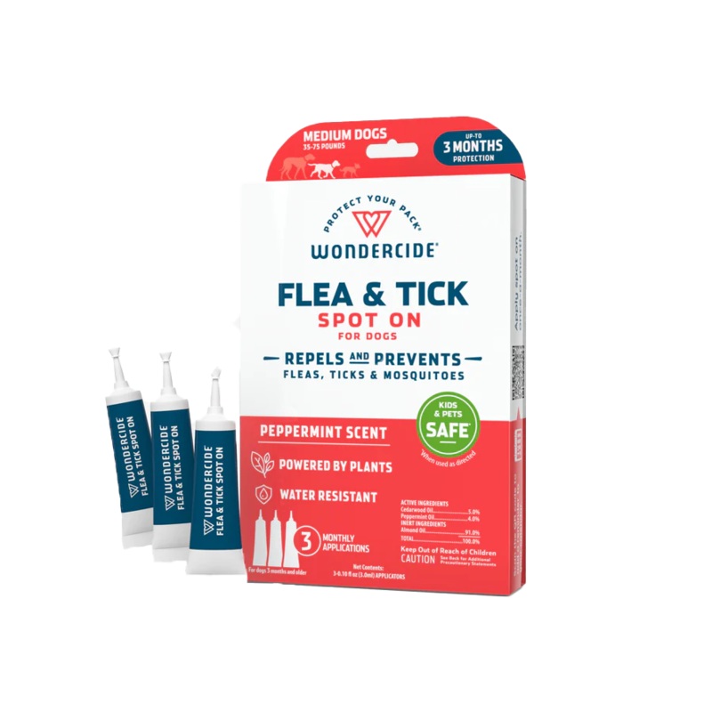 Wondercide Flea & Tick Spot On 3-Pack for Dogs with Natural Essential Oils