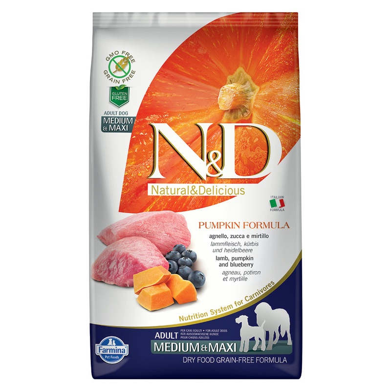 Farmina N&D Pumpkin Lamb & Blueberry Adult Medium & Maxi Dry Dog Food 26.4lb