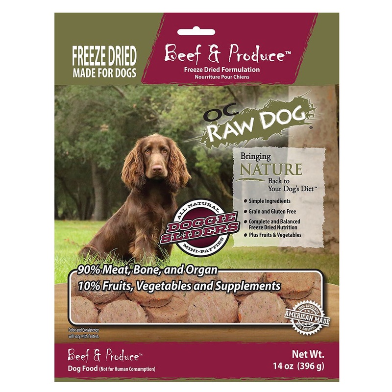 OC Raw Freeze-Dried Beef & Produce Sliders for Dogs 14oz