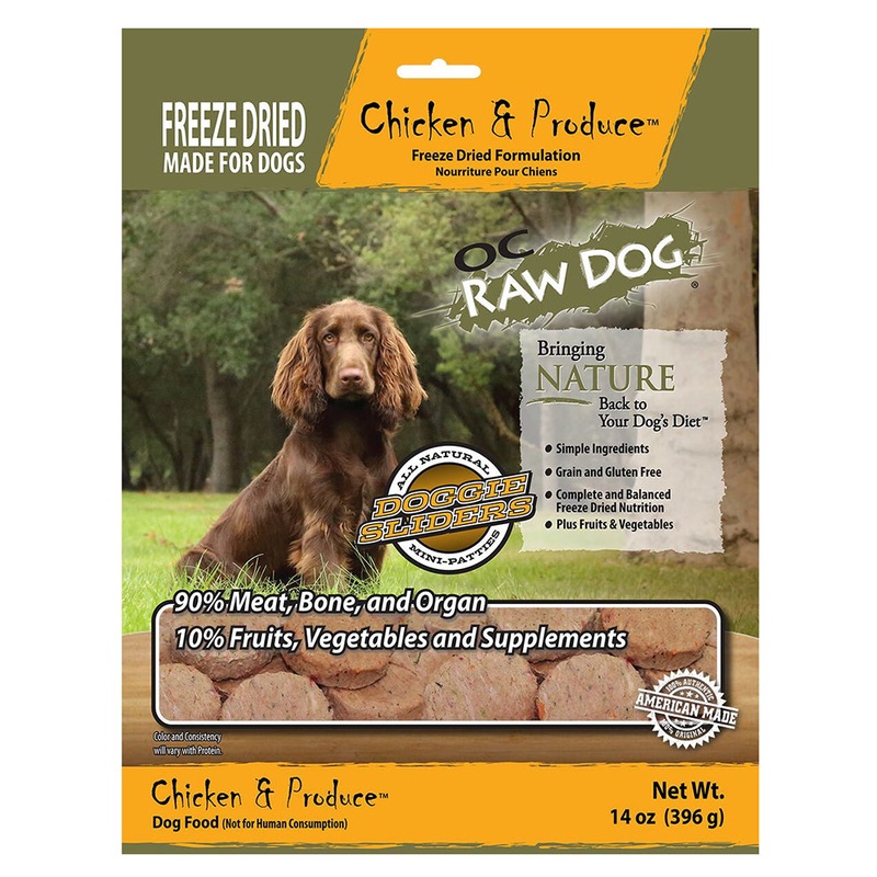 OC Raw Freeze-Dried Chicken & Produce Sliders for Dogs 14oz