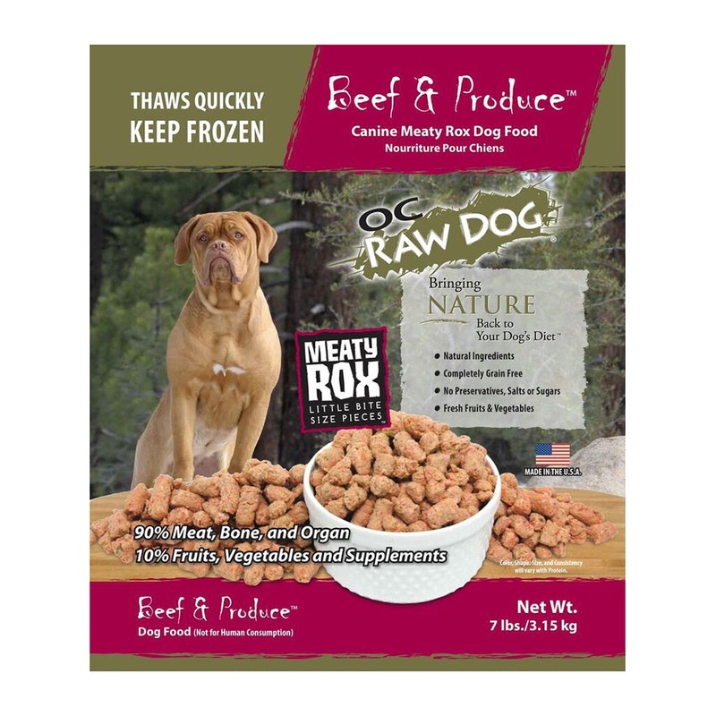 OC Raw Frozen Beef & Produce Meaty Rox for Dogs 7lb