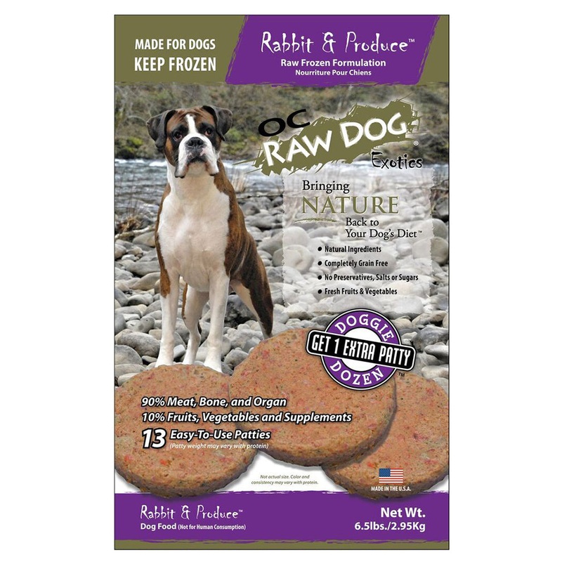 OC Raw Frozen Rabbit & Produce Patties for Dogs 6lb