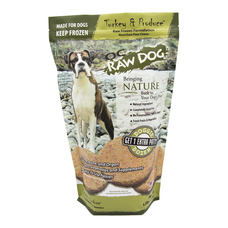 OC Raw Frozen Turkey & Produce Patties for Dogs 6lb