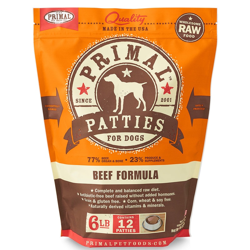 Primal Raw/Frozen Beef Patties Canine Formula 6lb