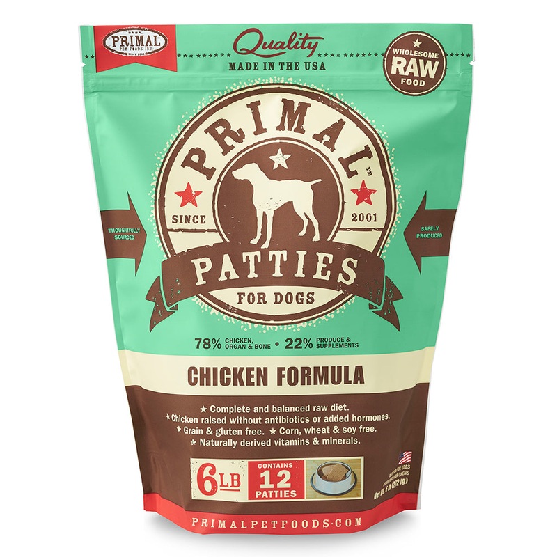 Primal Raw/Frozen Chicken Patties Canine Formula 6lb