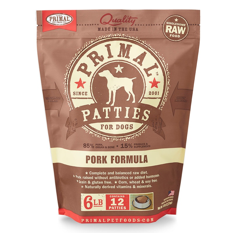 Primal Raw/Frozen Pork Patties Canine Formula 6lb