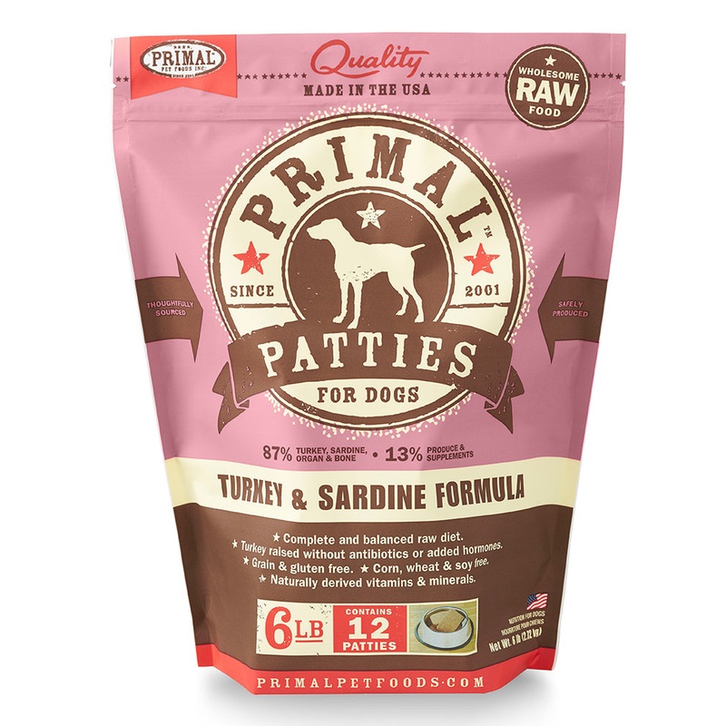 Primal Raw/Frozen Turkey & Sardine Patties Canine Formula 6lb