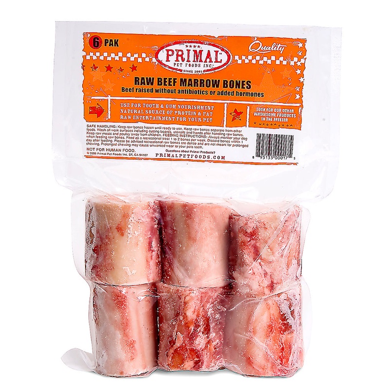 Primal Recreational Frozen Raw Beef Marrow Bones 6 Pack