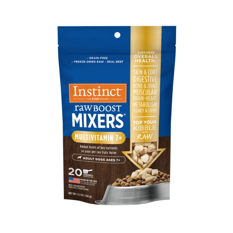 Instinct Freeze-Dried Dog Toppers & Mix-Ins - Raw Boost Mixers Multivitamin For Adult Dogs Ages 7 Plus Pouch