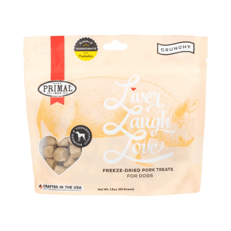 Primal Freeze-Dried Dog Treats - Liver Laugh Love Pork Treats