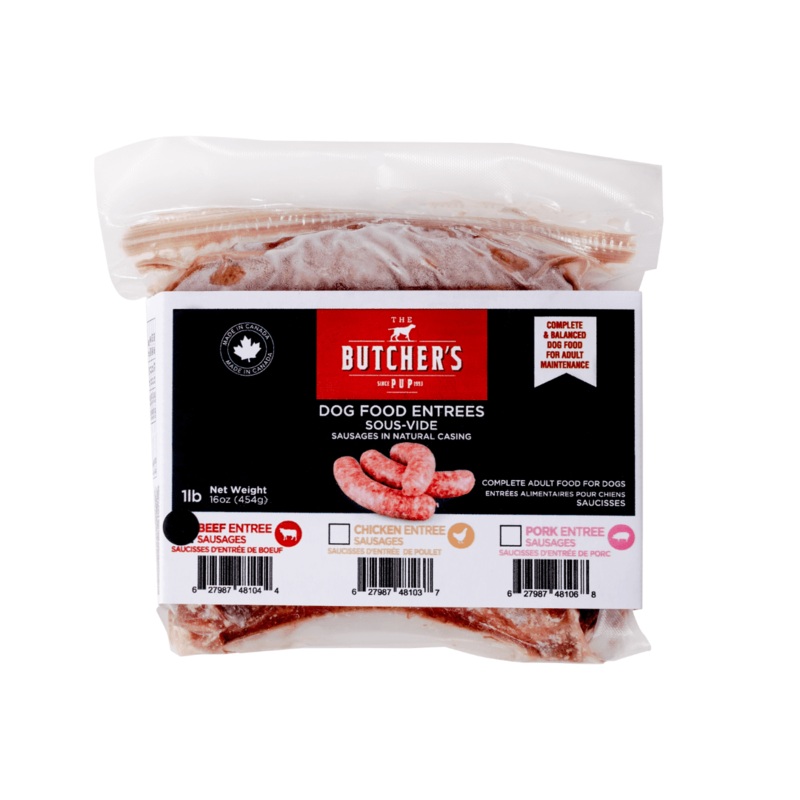 The Butcher's Pup Frozen Dog Food - Beef Sous-Vide Sausages