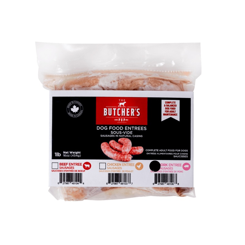 The Butcher's Pup Frozen Dog Food - Pork Sous-Vide Sausages