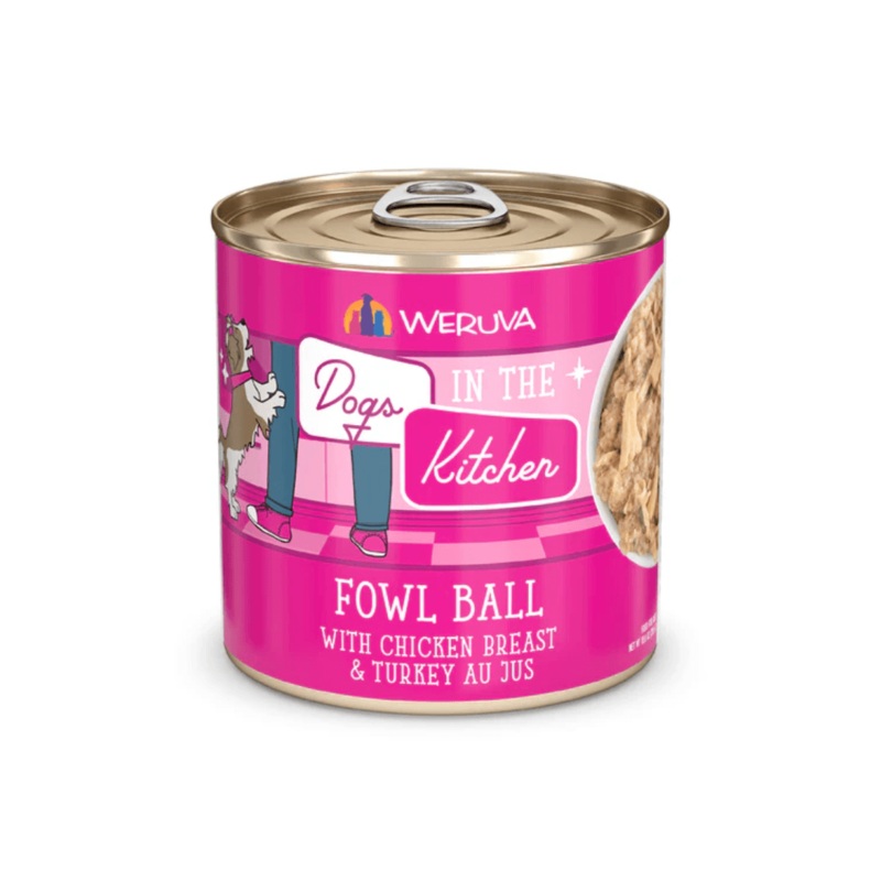 Weruva Wet Dog Food - Dogs in the Kitchen  Fowl Ball with Chicken Breast & Turkey Au Jus Canned