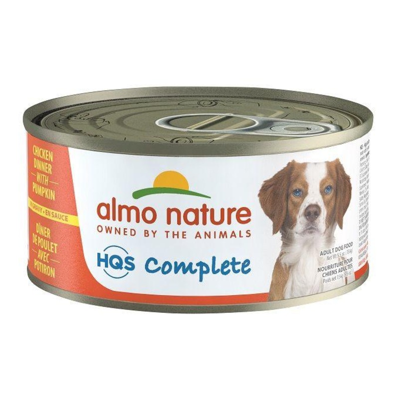 Almo Nature Wet Dog Food - HQS Complete Chicken Dinner with Pumpkin in Gravy Canned