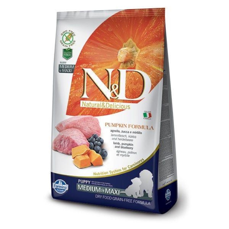 Farmina N&D Dry Dog Food -  Lamb & Blueberry with Pumpkin Puppy Medium & Maxi