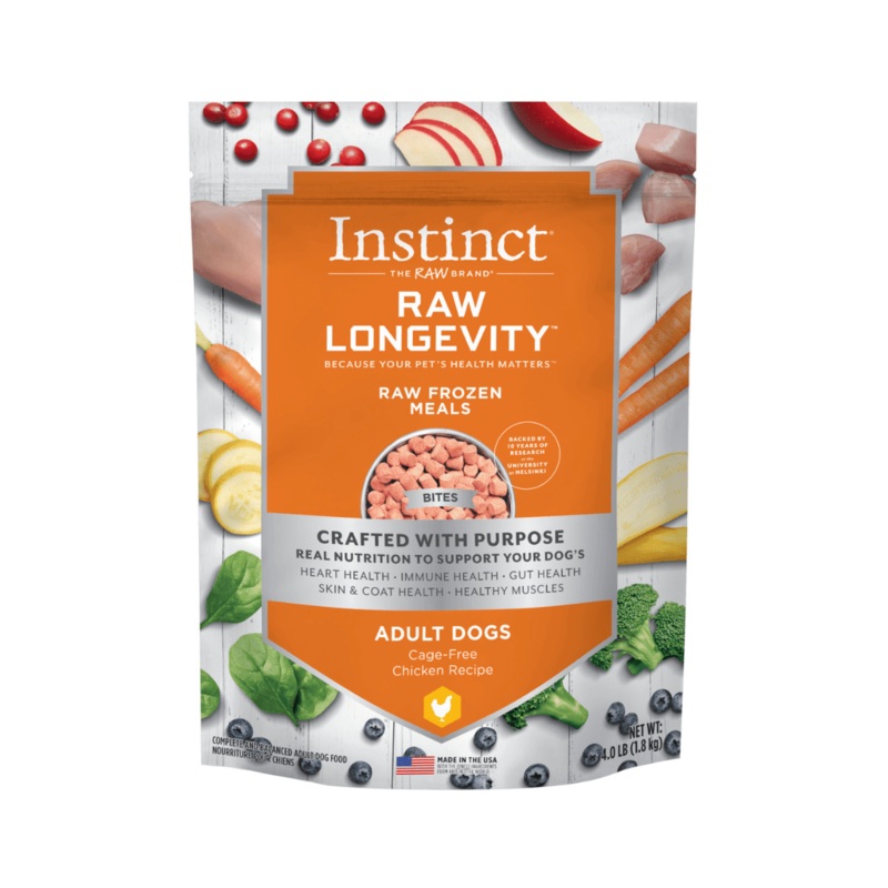 Instinct Frozen Dog Food - Raw Longevity Bites Cage-Free Chicken Recipe
