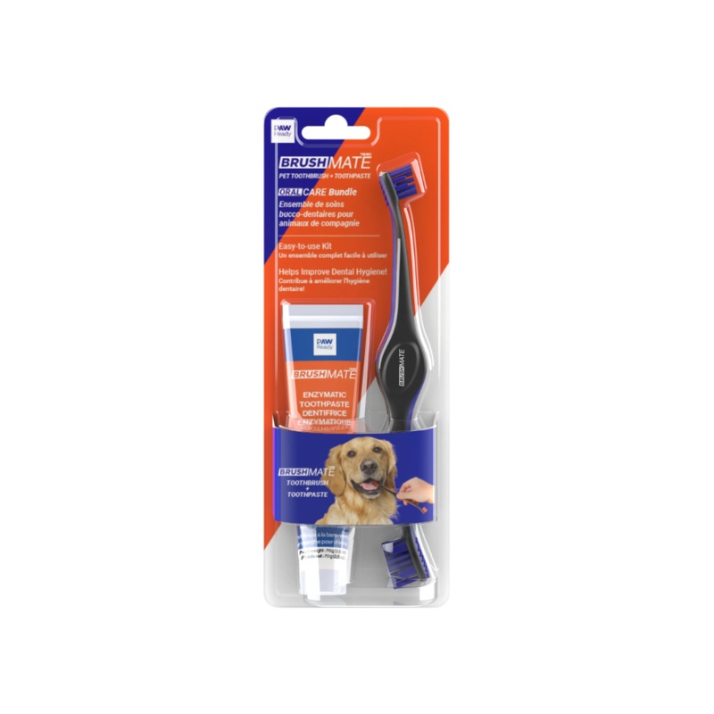 Paw Ready Dog Dental Care - BrushMate Premium Toothbrush with BrushMate Toothpaste