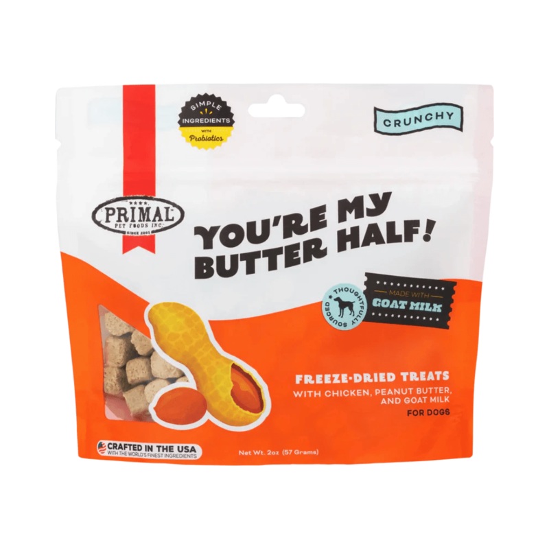 Primal Freeze-Dried Dog Treats - You're My Butter Half Chicken, Peanut Butter, & With Goat Milk Treats