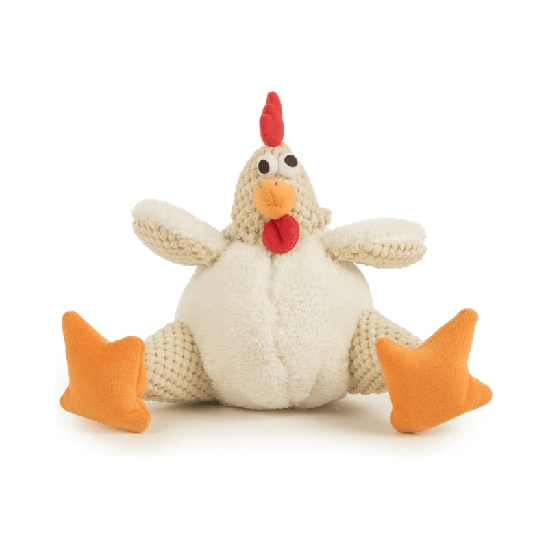 goDOG Dog Toys - Checkers Plush Rooster White