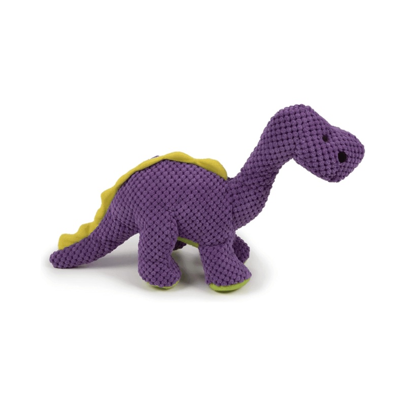 goDOG Dog Toys - Plush Dinos Bruto the Brontosaurus Purple