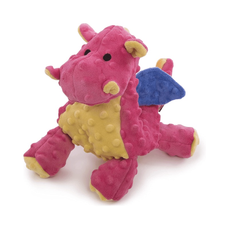 goDOG Dog Toys - Plush Dragon Periwinkle Coral