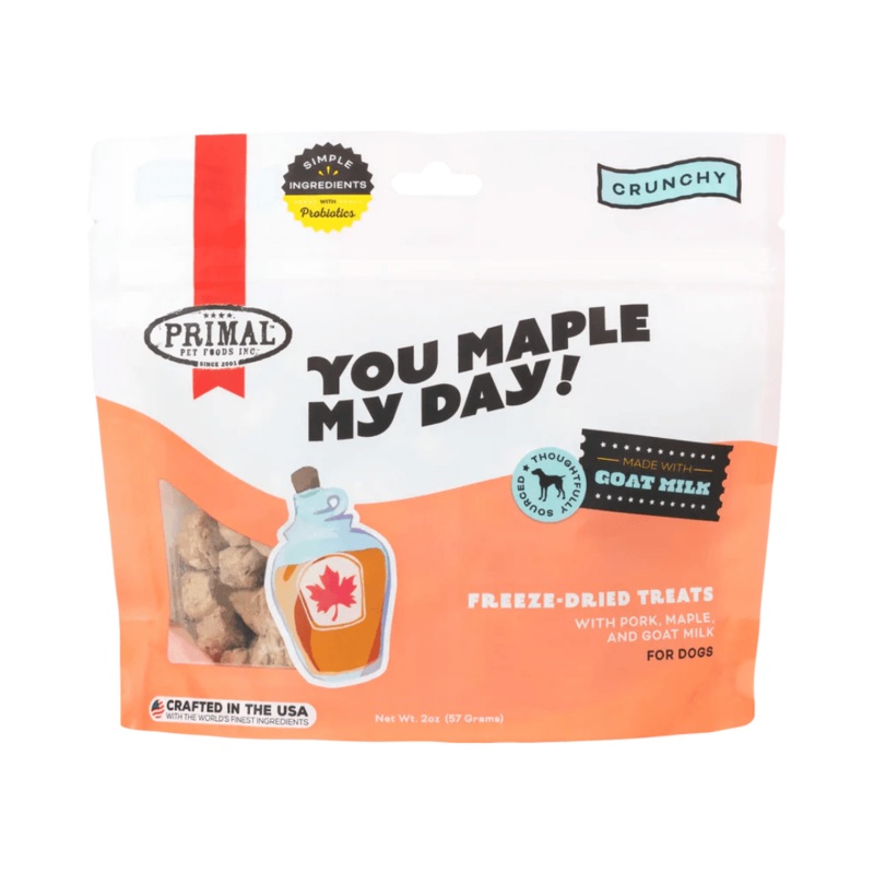 Primal Freeze-Dried Dog Treats - You Maple My Day Pork, Maple, & Goat Milk Treats