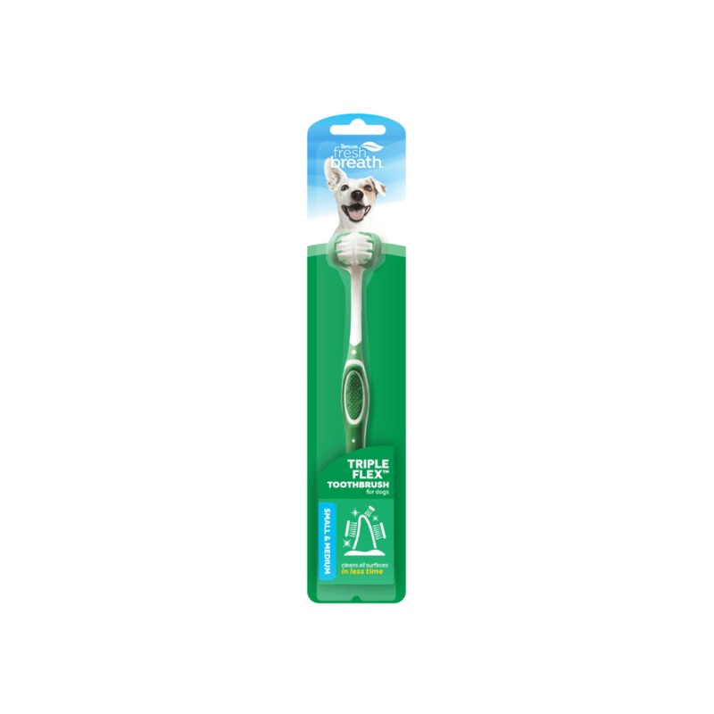 Tropiclean Dog Dental Care - Fresh Breath Tripleflex Toothbrush For Small & Medium Dogs