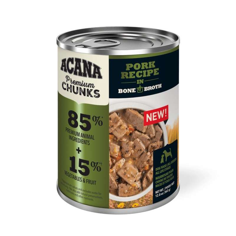 Acana Wet Dog Food - Premium Chunks Pork Recipe in Bone Broth Canned