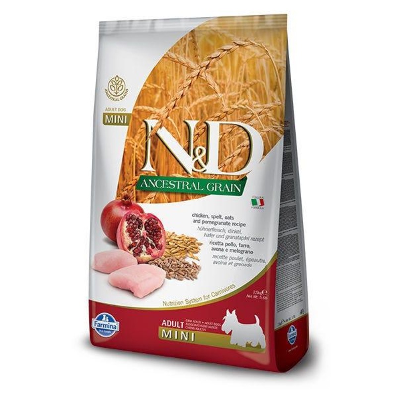 Farmina N&D Dry Dog Food - Ancestral Grain Chicken & Pomegranate Mini Adult