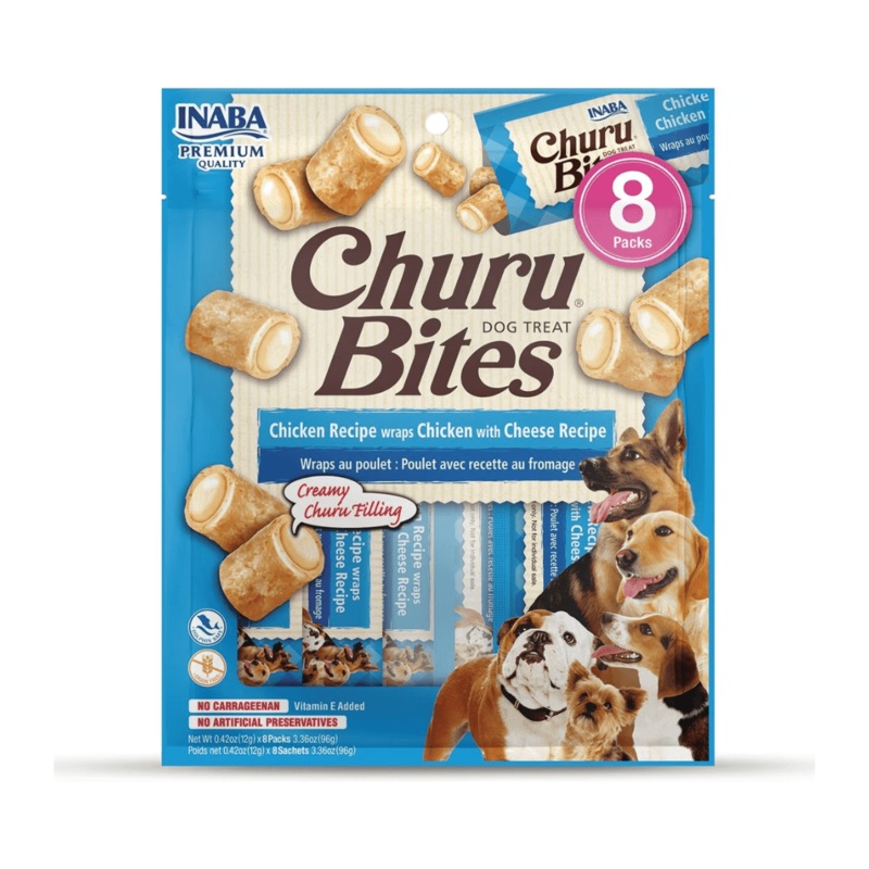 Inaba Dog Treats - Churu Bites Chicken Recipe wraps with Cheese