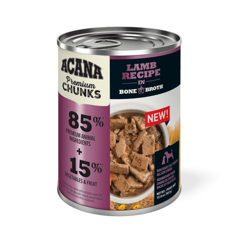 Acana Wet Dog Food - Premium Chunks Lamb Recipe in Bone Broth Canned