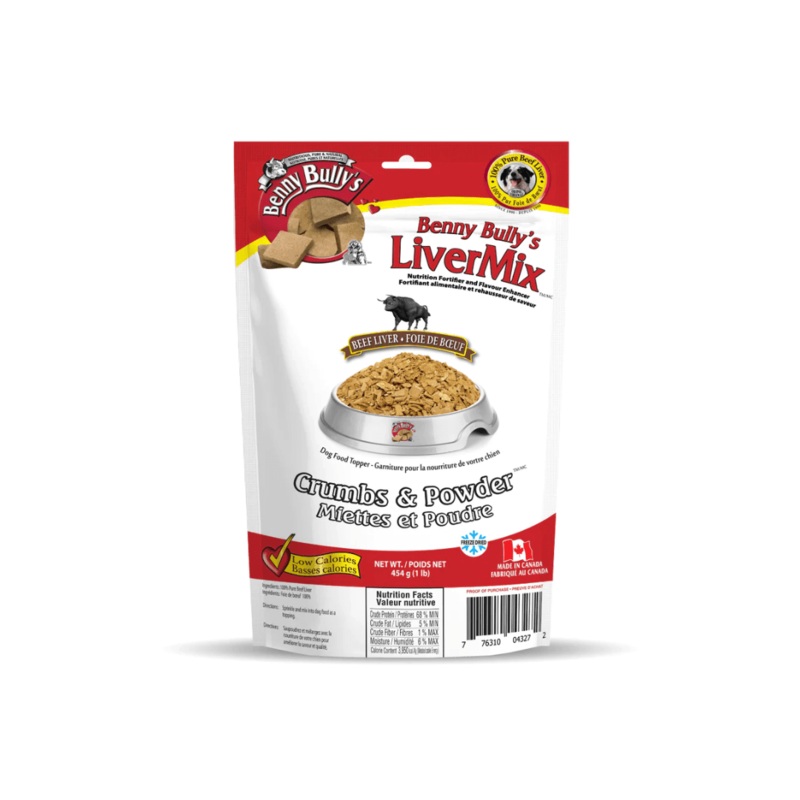 Benny Bully's Freeze Dried Dog Treats - Liver Mix Crumbs and Powder
