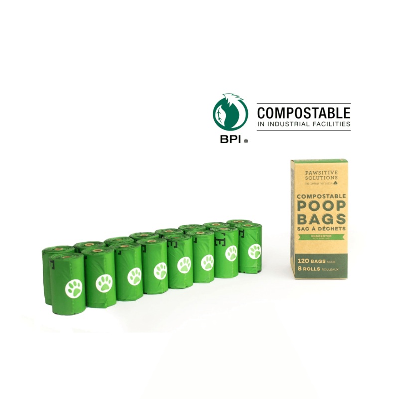 Pawsitive Solutions Pet Waste Bags - Unscented Compostable Poop Bags