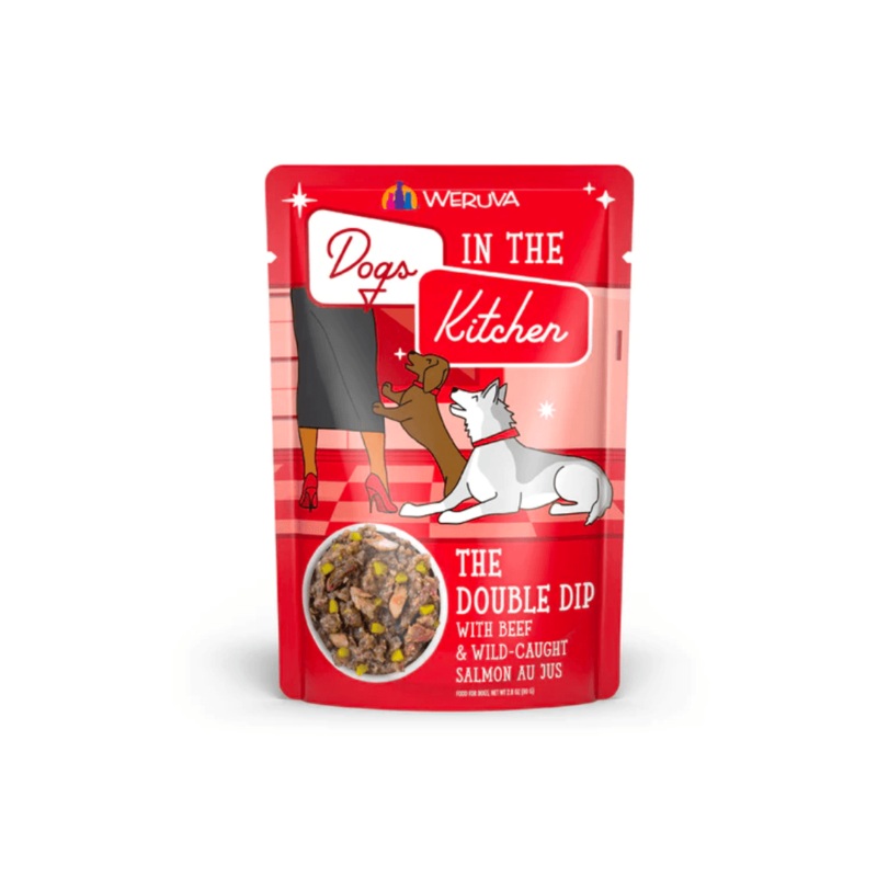 Weruva Wet Dog Food - Dogs in the Kitchen The Double Dip with Beef & Wild Caught Salmon Au Jus Pouch